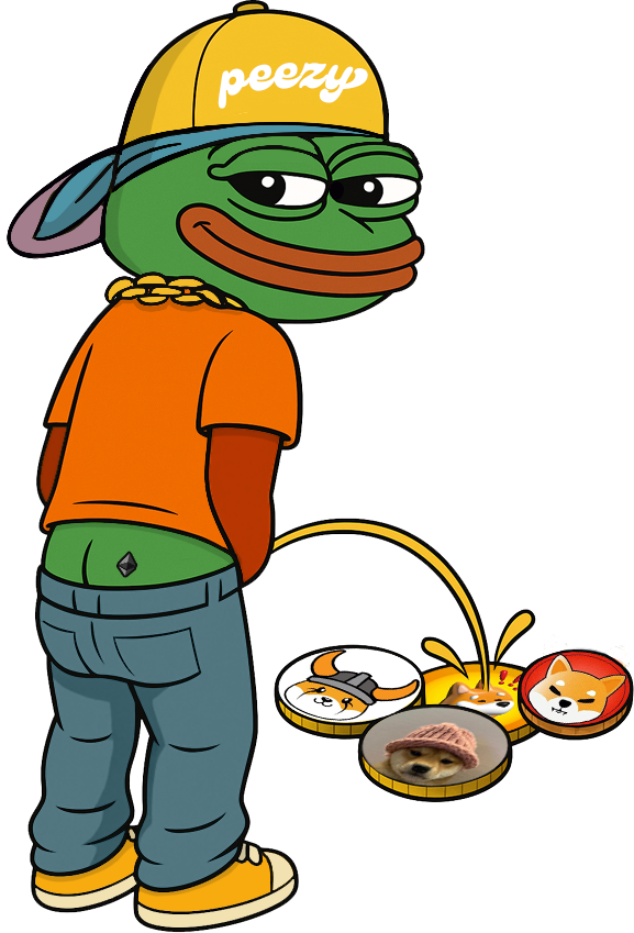 peezy_pissing Pepe the Frog dressed as an Egyptian Pharaoh, symbolizing Peezy Coin’s dominance and ancient wealth in the crypto market.